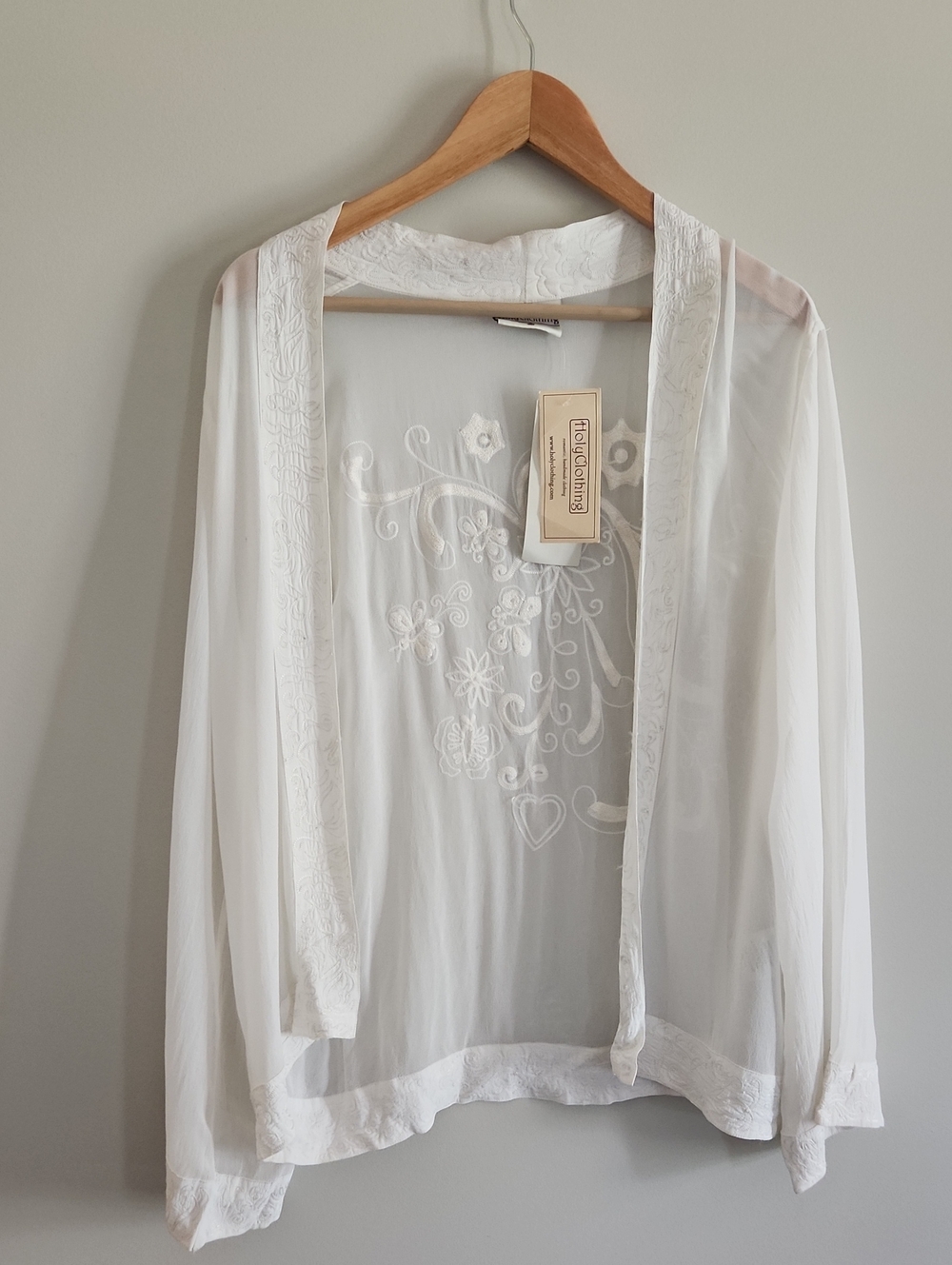 White Embroidered Sheer Kimono – Holy Clothing Women Intimates & Sleepwear